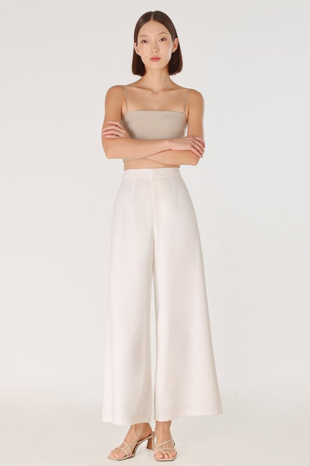 ROMONA WIDE LEG PANTS - PETITE (WHITE)