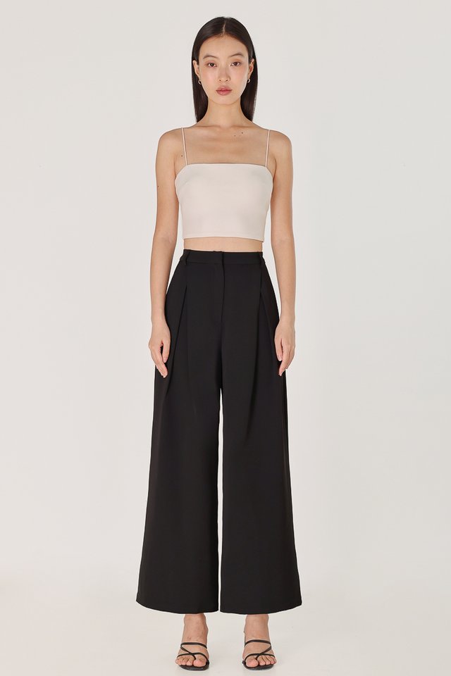 OWEN INVERTED PLEAT WIDE LEG PANTS - REGULAR (BLACK)