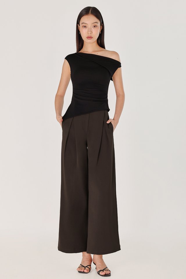 OWEN INVERTED PLEAT WIDE LEG PANTS - REGULAR (ESPRESSO)