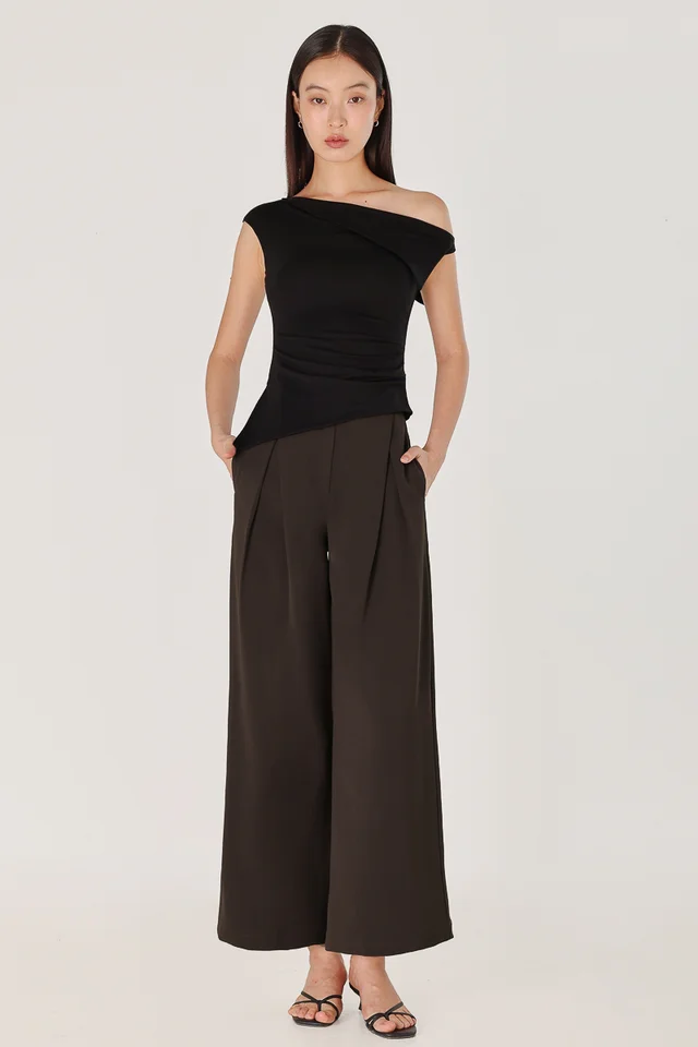 OWEN INVERTED PLEAT WIDE LEG PANTS - REGULAR (ESPRESSO)