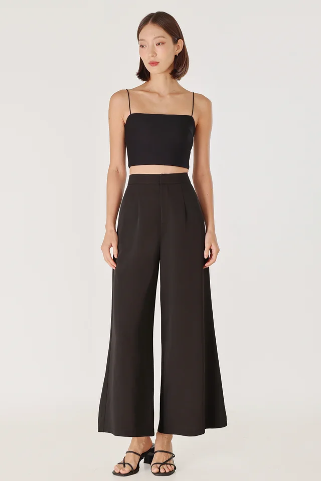 ROMONA WIDE LEG PANTS - REGULAR (BLACK)