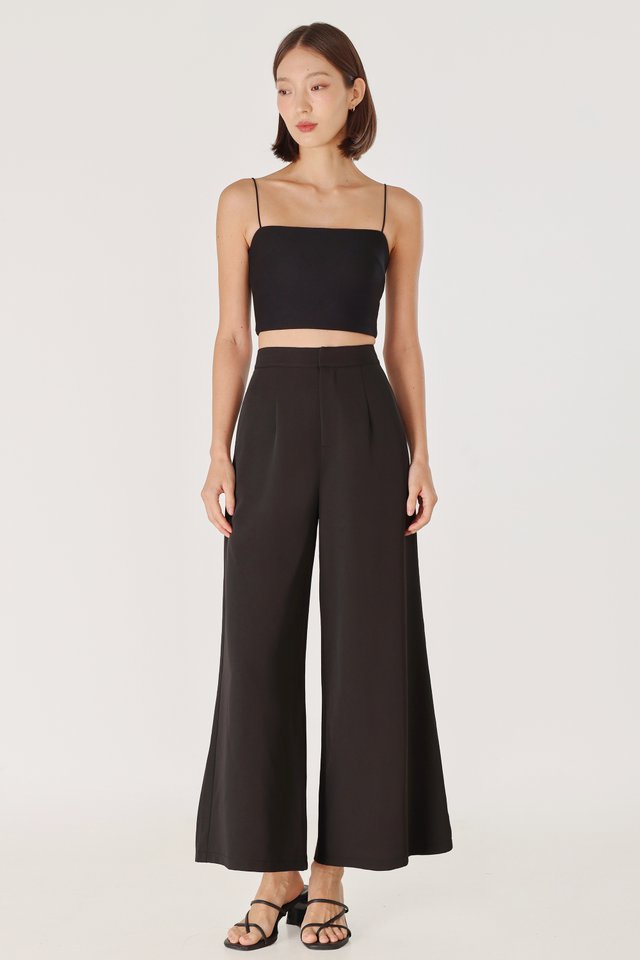 ROMONA WIDE LEG PANTS - PETITE (BLACK)