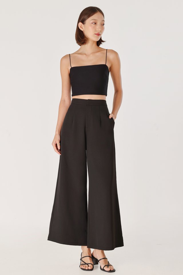 ROMONA WIDE LEG PANTS - REGULAR (BLACK)