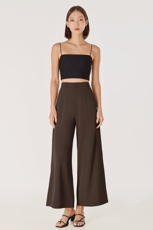 ROMONA WIDE LEG PANTS - PETITE (ESPRESSO)
