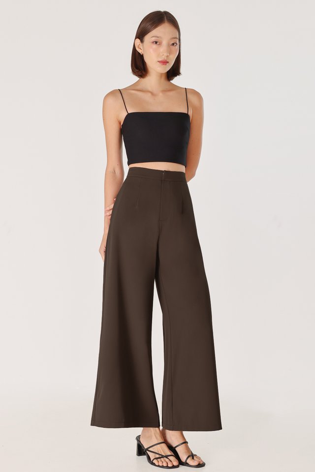 ROMONA WIDE LEG PANTS - PETITE (ESPRESSO)