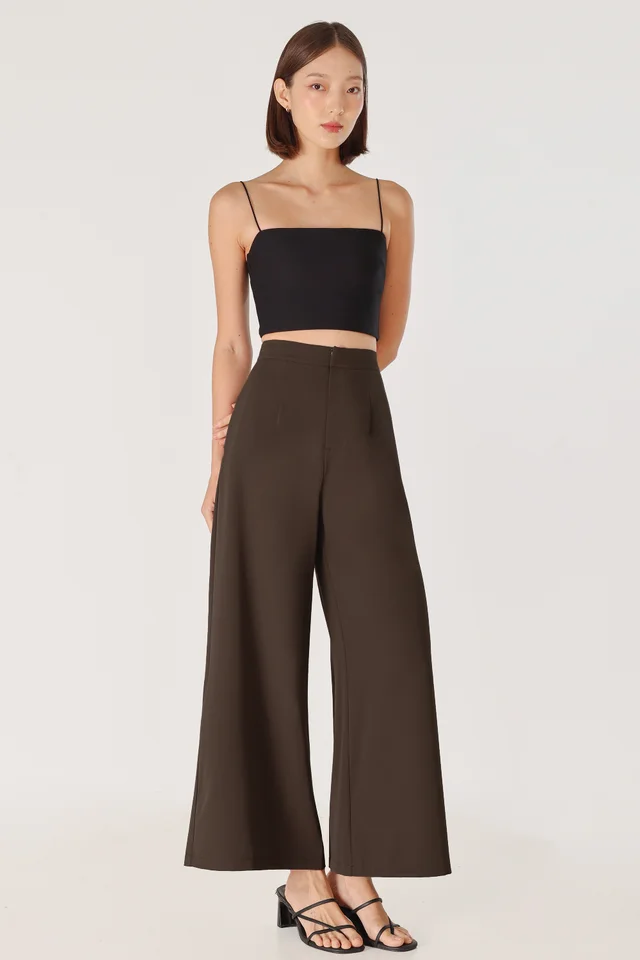 ROMONA WIDE LEG PANTS - PETITE (ESPRESSO)