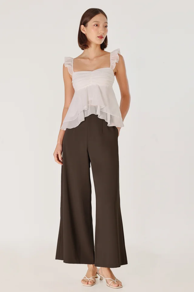 ROMONA WIDE LEG PANTS - REGULAR (ESPRESSO)
