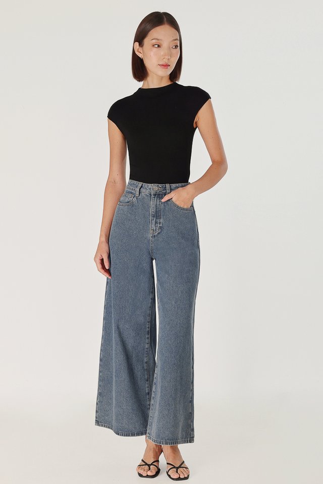 ENDLESS FLARE LEG DENIM JEANS - PETITE (DARK WASHED)