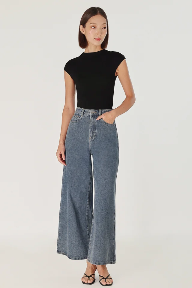 ENDLESS FLARE LEG DENIM JEANS - PETITE (DARK WASHED)