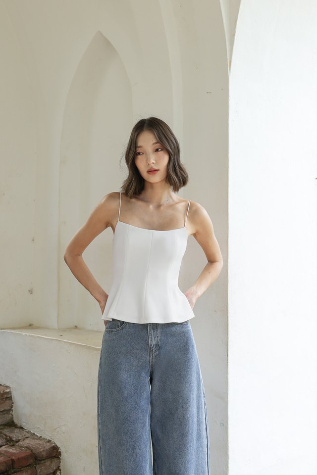 JAYNA PADDED PANELLED BASIC TOP (WHITE)