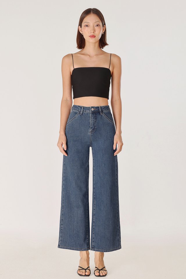 MOMENTUM STRAIGHT LEG DENIM JEANS - PETITE (DARK WASHED)