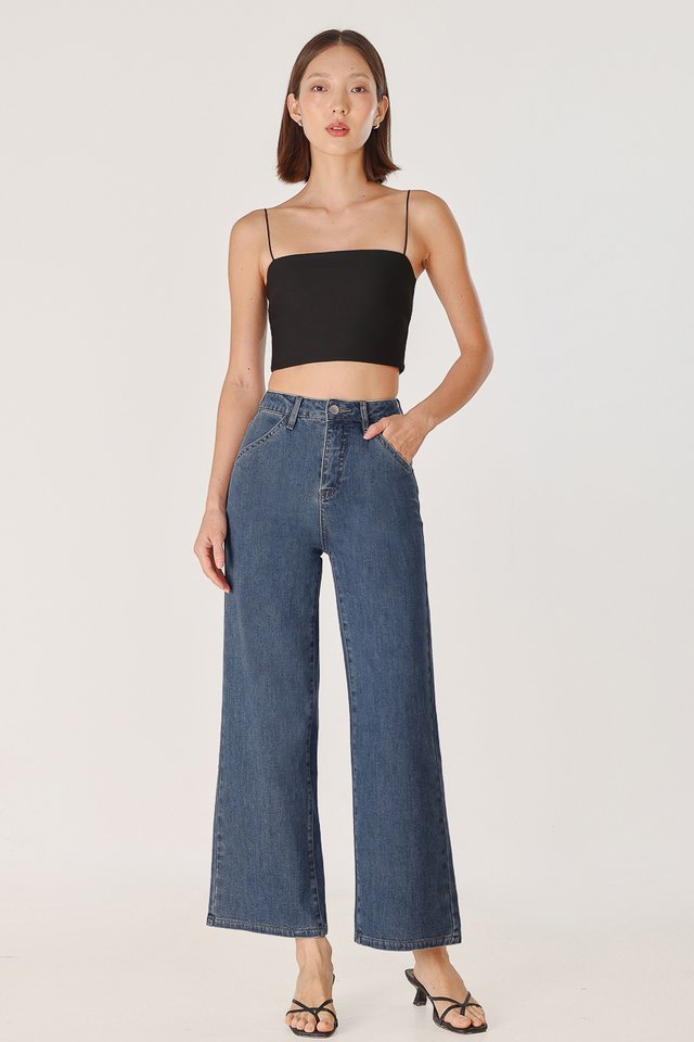 MOMENTUM STRAIGHT LEG DENIM JEANS - PETITE (DARK WASHED)