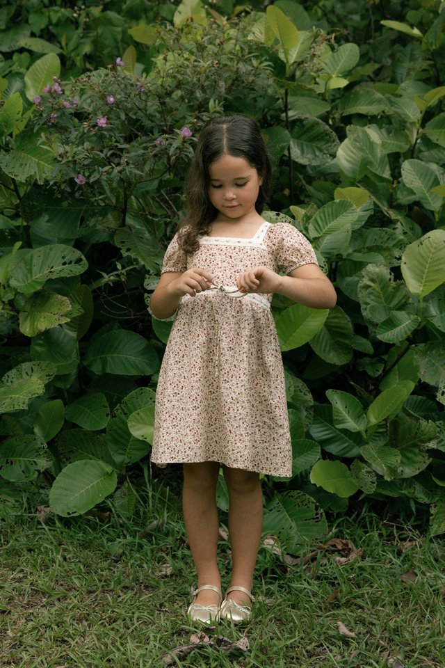 ALAIYA FLORAL EYELET INSERT PUFF SLEEVE DRESS - MINI GIRL