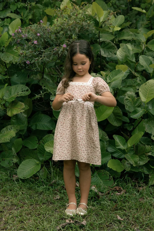 ALAIYA FLORAL EYELET INSERT PUFF SLEEVE DRESS - MINI GIRL