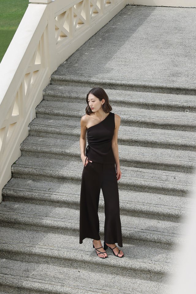 REIKO TEXTURED WIDE LEG PANTS - REGULAR (ESPRESSO)