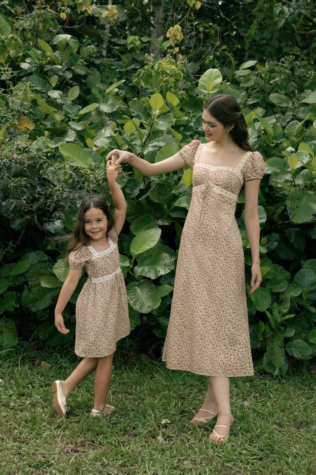 ALAIYA FLORAL EYELET INSERT PUFF SLEEVE DRESS - MINI GIRL