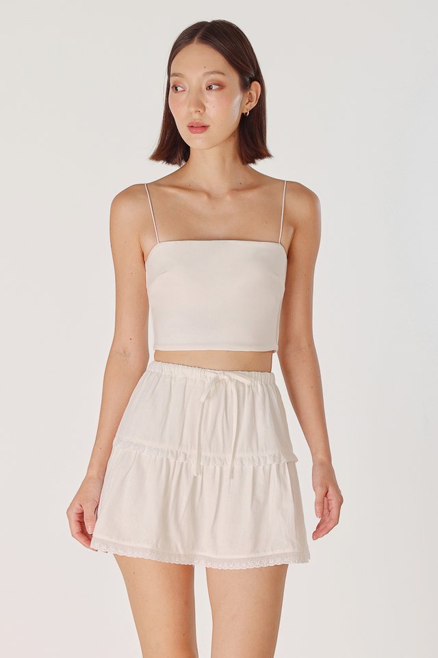 CLARISSE LINEN EYELET TRIM RIBBON SKORTS