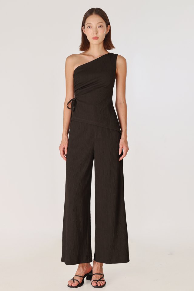 REIKO TEXTURED WIDE LEG PANTS - REGULAR (ESPRESSO)