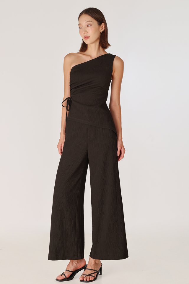 REIKO TEXTURED WIDE LEG PANTS - REGULAR (ESPRESSO)