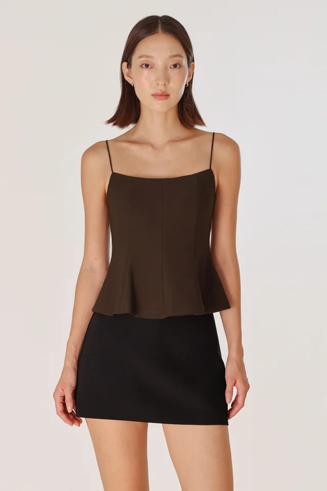 JAYNA PADDED PANELLED BASIC TOP (BROWN)