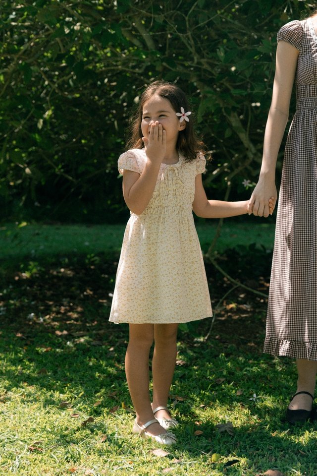 CALISSA RIBBON CAP SLEEVE DRESS - MINI GIRL (FLORAL)