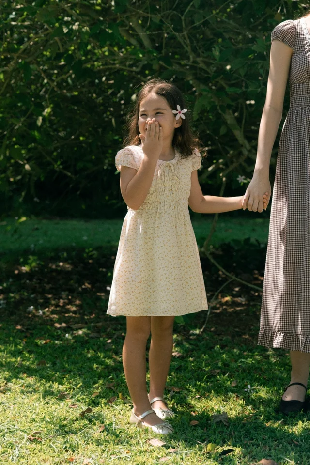 CALISSA RIBBON CAP SLEEVE DRESS - MINI GIRL (FLORAL)