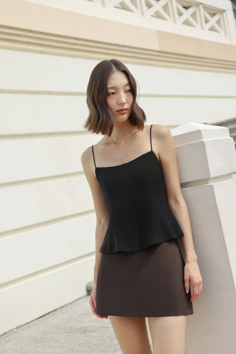 WENDA MID WAIST BASIC MINI SKORTS (BROWN) | Lovet