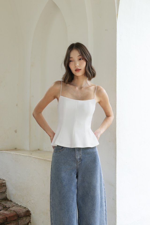 JAYNA PADDED PANELLED BASIC TOP (WHITE)