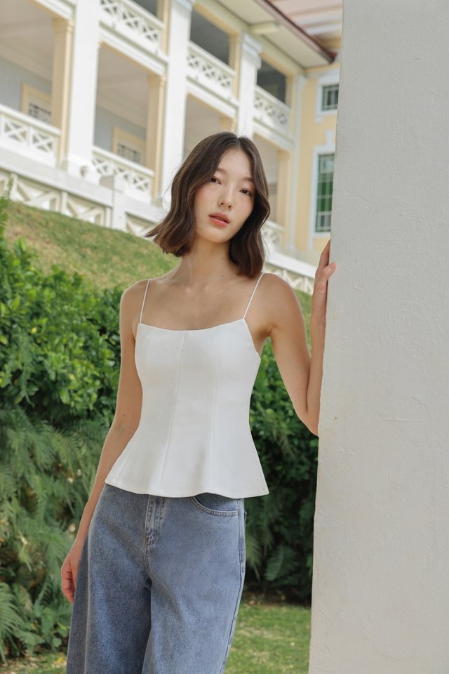 JAYNA PADDED PANELLED BASIC TOP (WHITE)