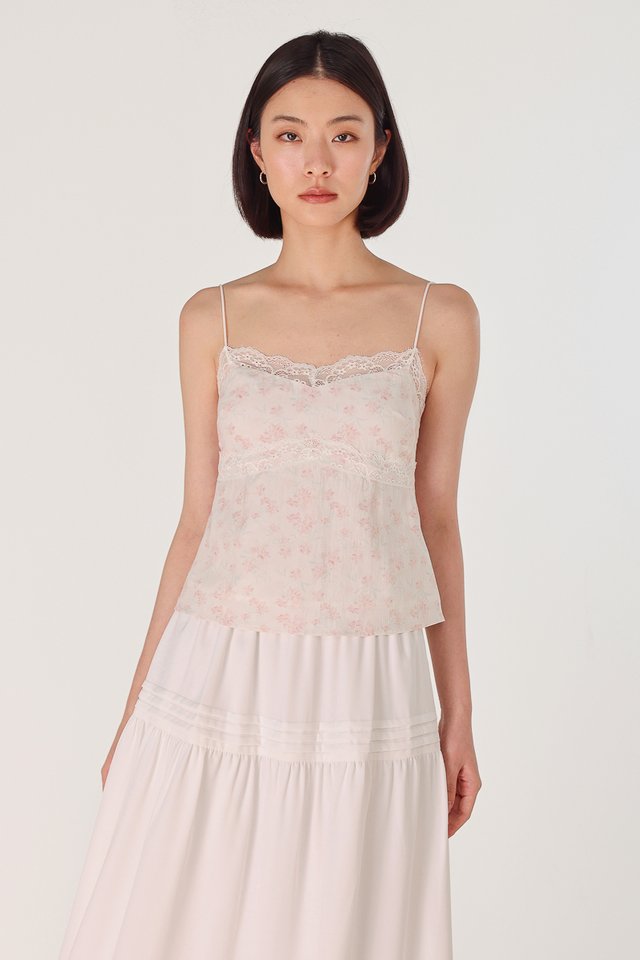 ARYA PADDED LACE TRIM CAMI TOP (PINK FLORAL)
