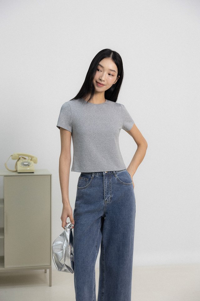 TASYA BASIC CREW NECK TEE (HEATHER GREY)