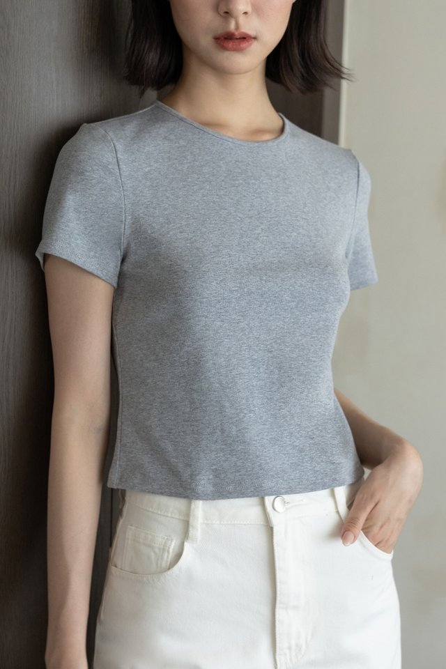 TASYA BASIC CREW NECK TEE (HEATHER GREY)