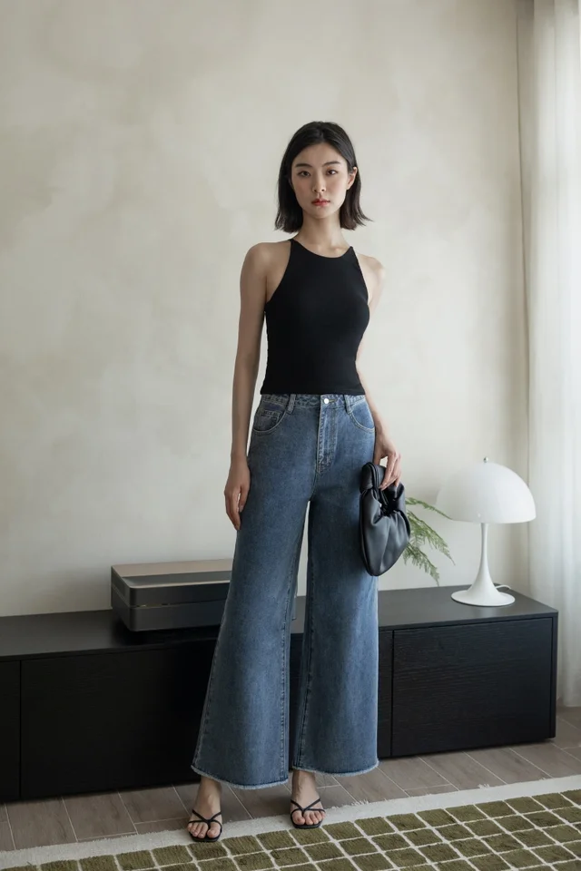 GROUNDBREAKER FRAYED HEM DENIM JEANS - REGULAR (DARK WASHED)
