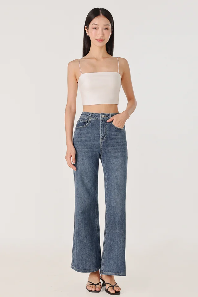 ATLEY SLIM FLARE LEG DENIM JEANS - PETITE (DARK WASHED)