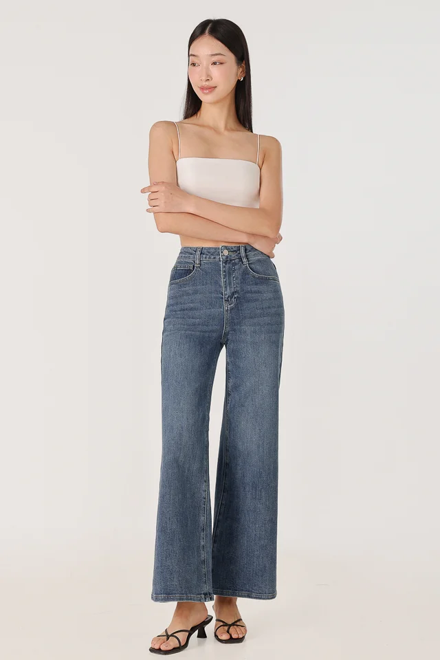 ATLEY SLIM FLARE LEG DENIM JEANS - REGULAR (DARK WASHED)