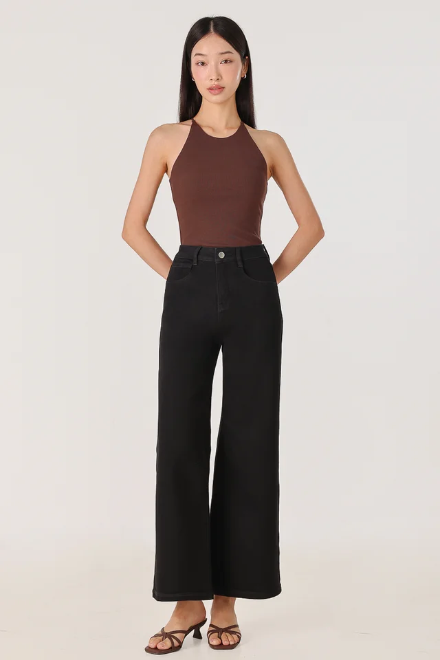 ATLEY SLIM FLARE LEG DENIM JEANS - PETITE (BLACK)