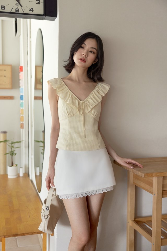 MIREYA EYELET HEM BASIC SKORTS (WHITE)