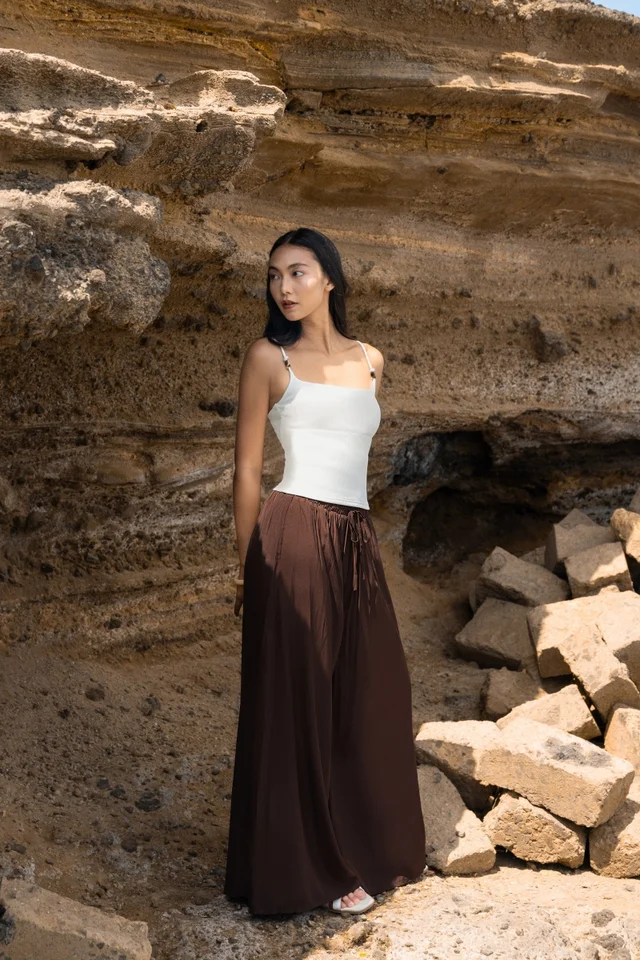 SHILOH RELAXED WIDE LEG DRAWSTRING LOUNGE PANTS (ESPRESSO)