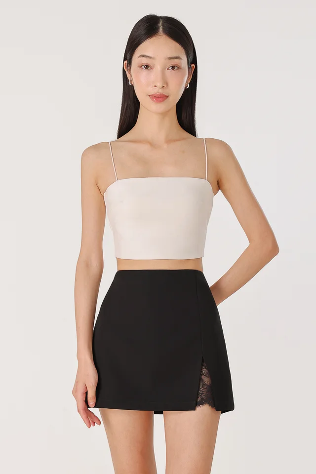 OTAVIA LACE SLIT SKORTS (BLACK)