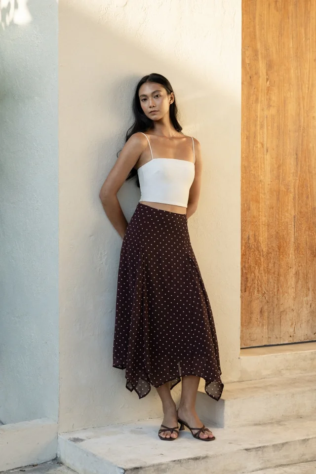 EMELIA HANDKERCHIEF MIDAXI SKIRT (POLKA DOT)