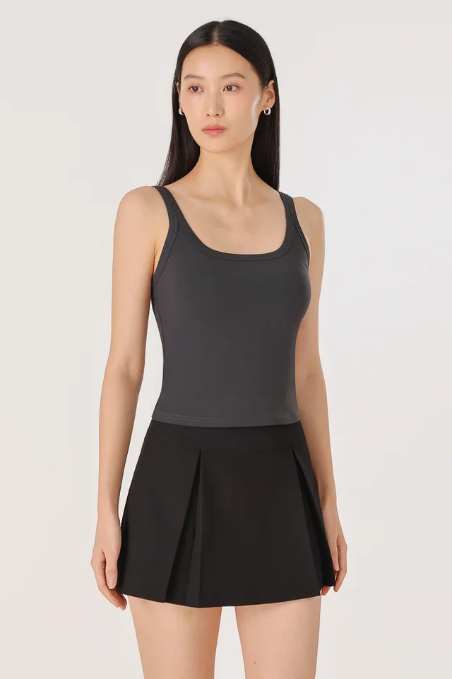 SOVANNA THICK WAIST PLEATED MINI SKORTS (BLACK)