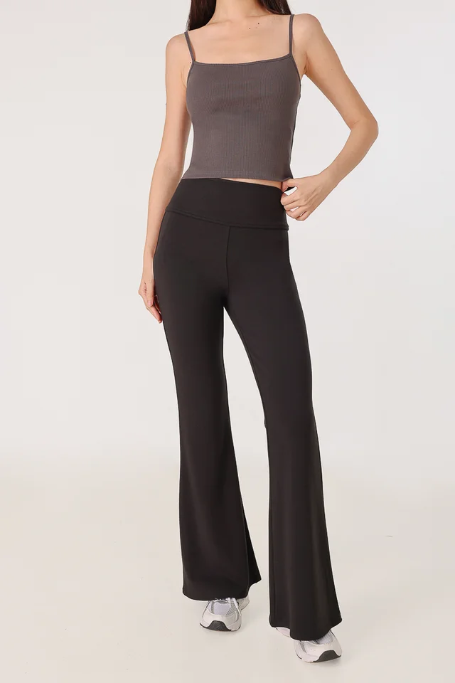ELLES FLARED LEG LOUNGE JOGGERS - PETITE (BLACK)