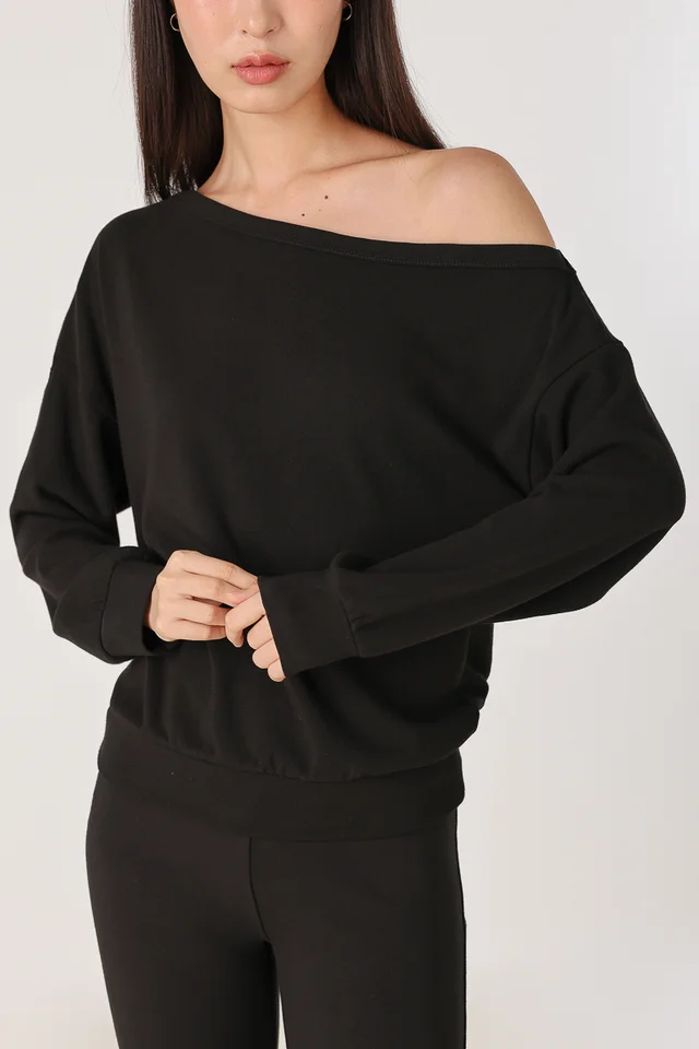 COOPER OFF-SHOULDER PULLOVER (BLACK)