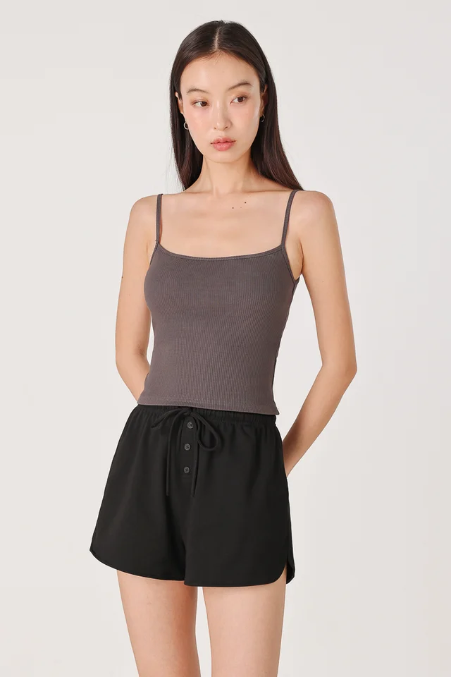 AVEN DRAWSTRING BUTTON LOUNGE SHORTS (BLACK)