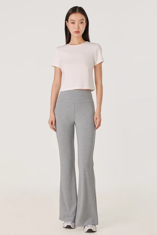 ELLES FLARED LEG LOUNGE JOGGERS - REGULAR (HEATHER GREY)