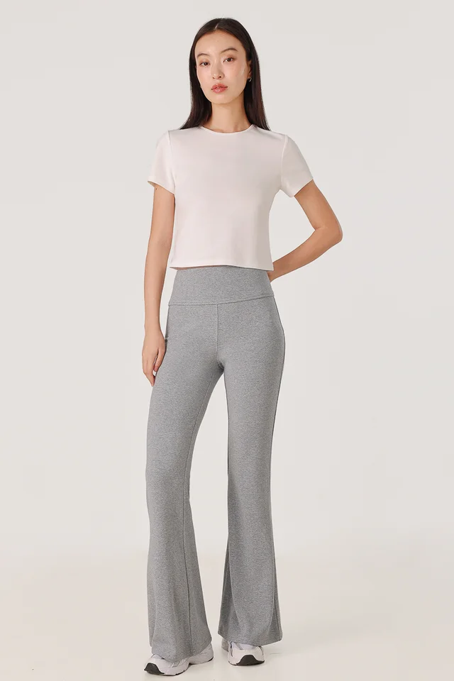 ELLES FLARED LEG LOUNGE JOGGERS - TALL (HEATHER GREY)