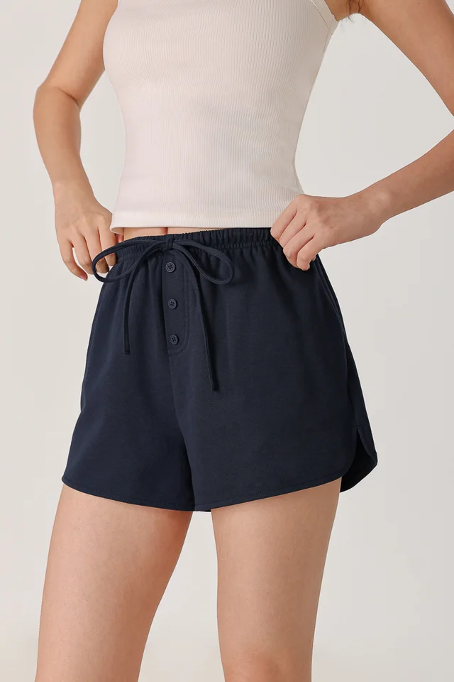AVEN DRAWSTRING BUTTON LOUNGE SHORTS (NAVY)