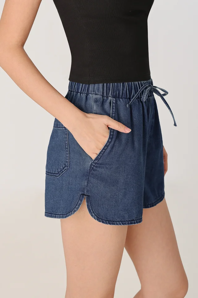WEEKEND DRAWSTRING DENIM LOUNGE SHORT