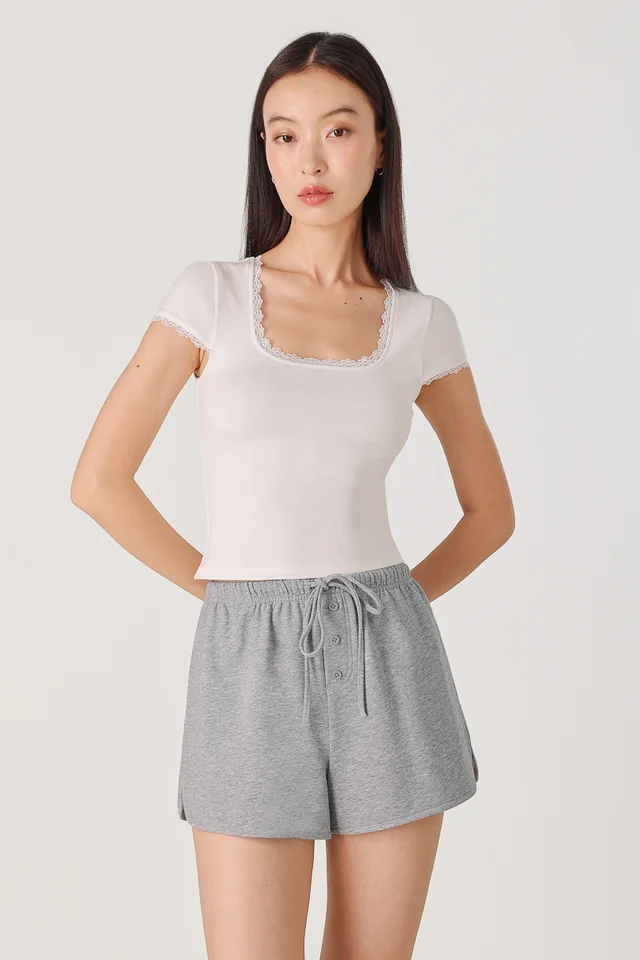 AVEN DRAWSTRING BUTTON LOUNGE SHORTS (GREY)