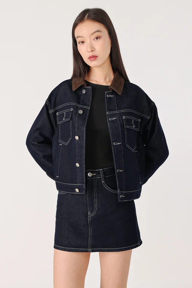BACKSTREET DENIM CONTRAST STITCH SKORTS SET